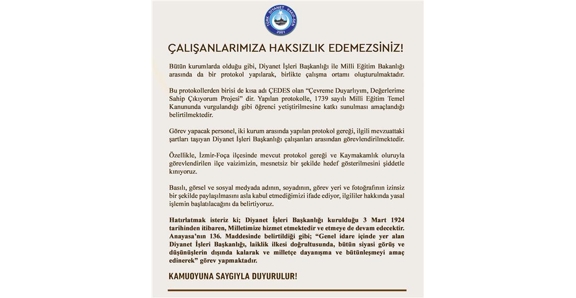 ÇALIŞANLARIMIZA HAKSIZLIK EDEMEZSİNİZ!